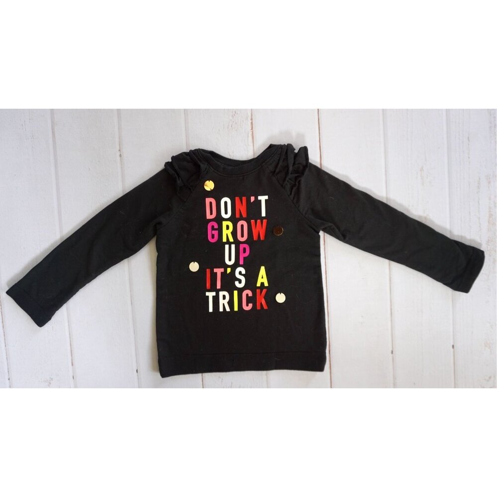 365 Kids by Garanimals Girls' Triple Ruffle Shoulder Graphic Sweatshirt - Size 5